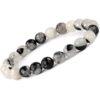 Black Rutile Quartz crystal bracelet with natural round beads