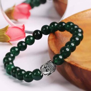 Green Jade Buddha Bracelet with natural gemstone beads